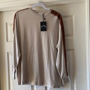 The Upside Beige and Brown Long Sleeve Shirt Sz S.  NWT